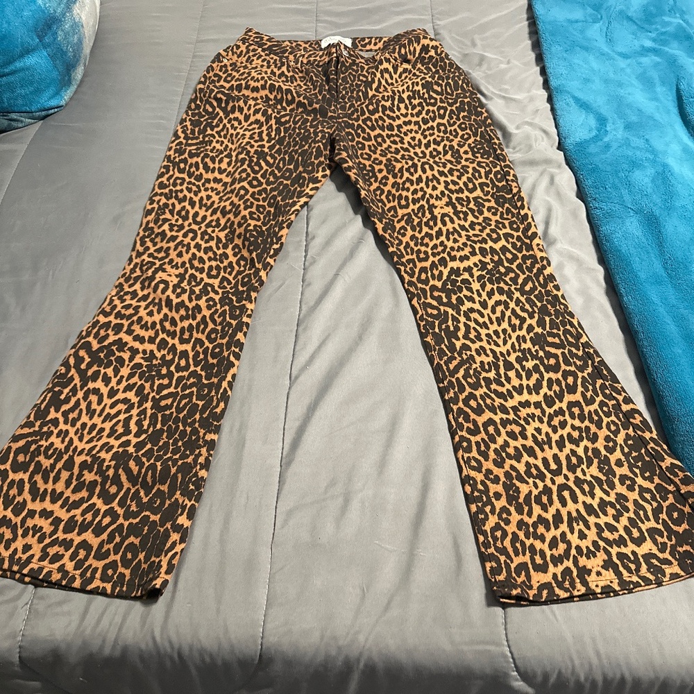 Miss Selfridge leopard flare jeans